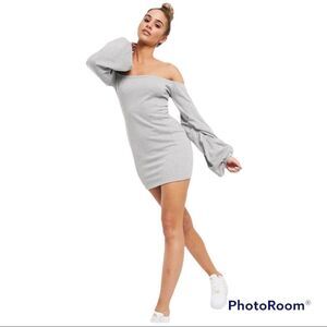 ASOS Gray marled off shoulder versatile sexy comfortable mini dress